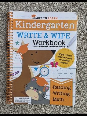 Kindergarten Write & Wipe Workbook Reusable New With Marker